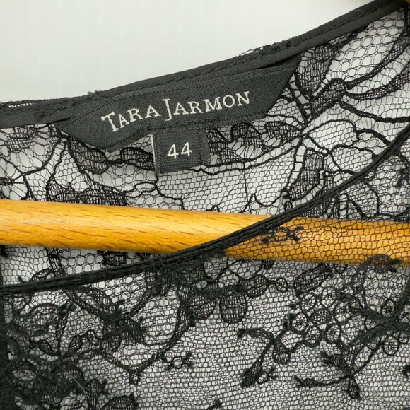 TARA JARMON Classic Lace Sleeves Cocktail Office LBD Black Dress sz 44β - Picture 4 of 7